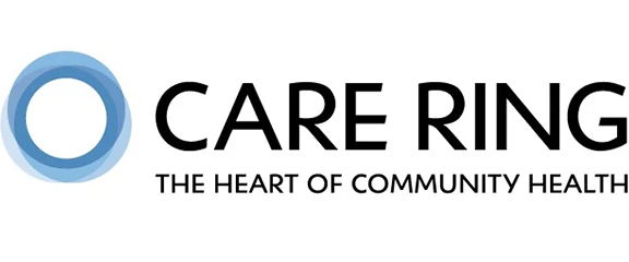 Care Ring logo with a blue ring graphic on the left and the text “CARE RING The Heart of Community Health” to the right.